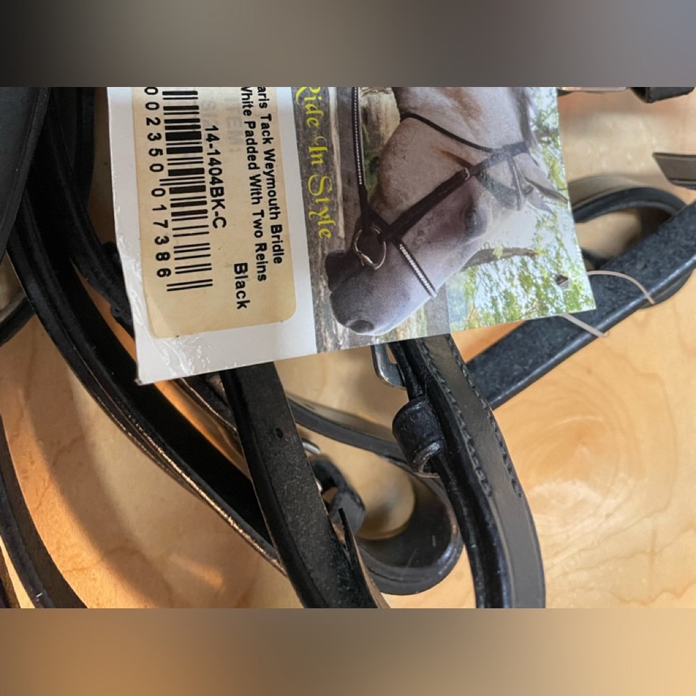 Paris Tack Weymouth Bridle with double reins (black) COB